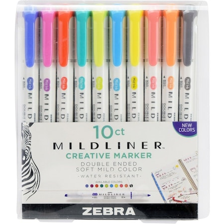 Zebra Pen Highlighter, Double-Ended, Bold/Fine, 10/PK, Assorted 10PK ZEB78501